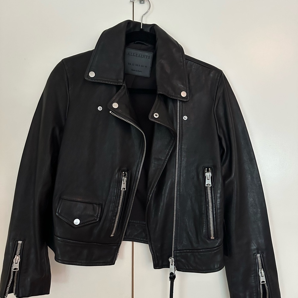All Saints Classic Black Leather Biker Jacket